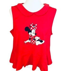 🎀 NEW Disney Minnie Mouse Peplum Tank – Women's 1X 🎀 100% Cotton